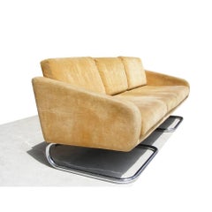 Vintage Midcentury Cantiliviar Thonet Chrome Sofa