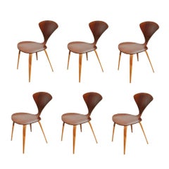 Set of Six Vintage Midcentury Plycraft Cherner Walnut Side Chairs
