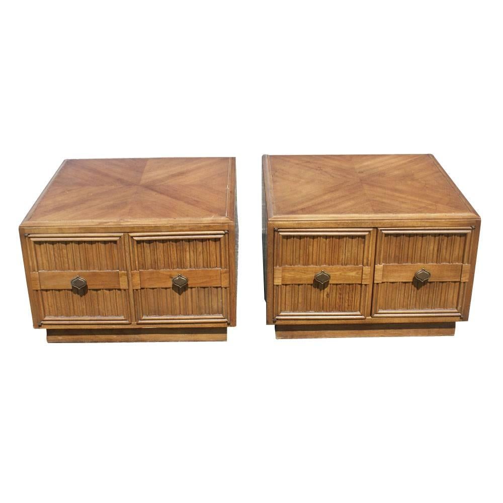Pair of Plaudit by Drexel Two-Toned Wood Nightstands Side Tables