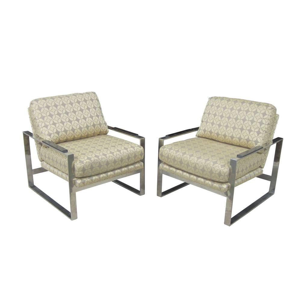 Pair of Vintage Milo Baughman Style Lounge Chairs For Sale