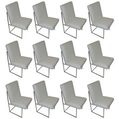 One Thin Series High Back Leather and Chrome Chair Designed by Milo Baughman