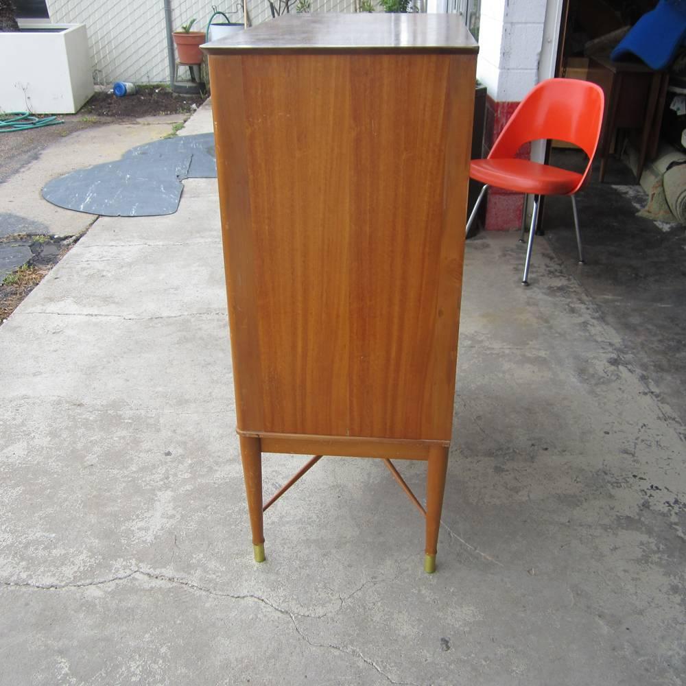 Mid-20th Century Standing Cabinet with Hand-Carved Handles