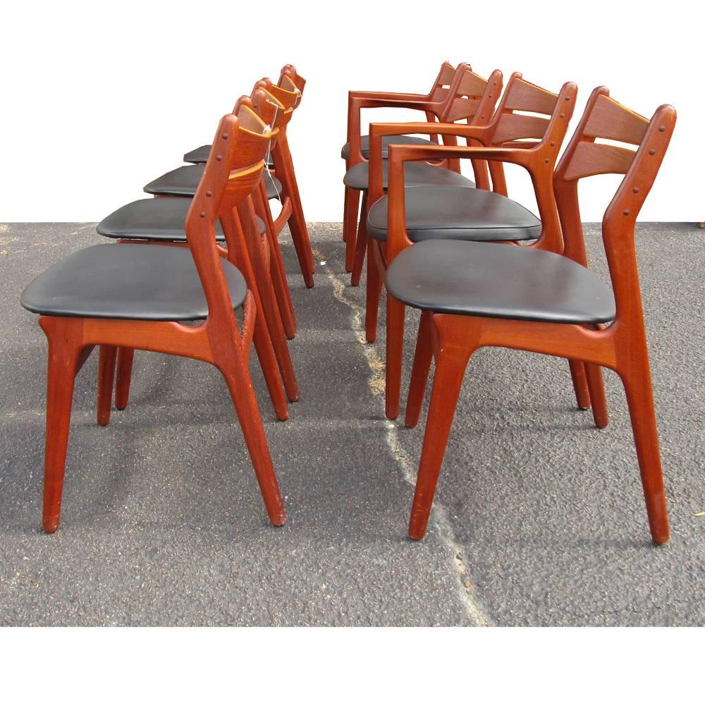 Mid-20th Century Set of Eight Vintage Danish Erik Buck #301 Teak Dining Chairs for Christiansen
