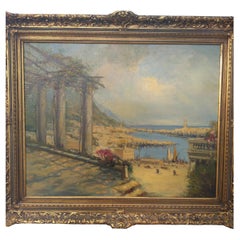 Antique Nicolas Briganti View of Amalfi Coast Oil on Canvas