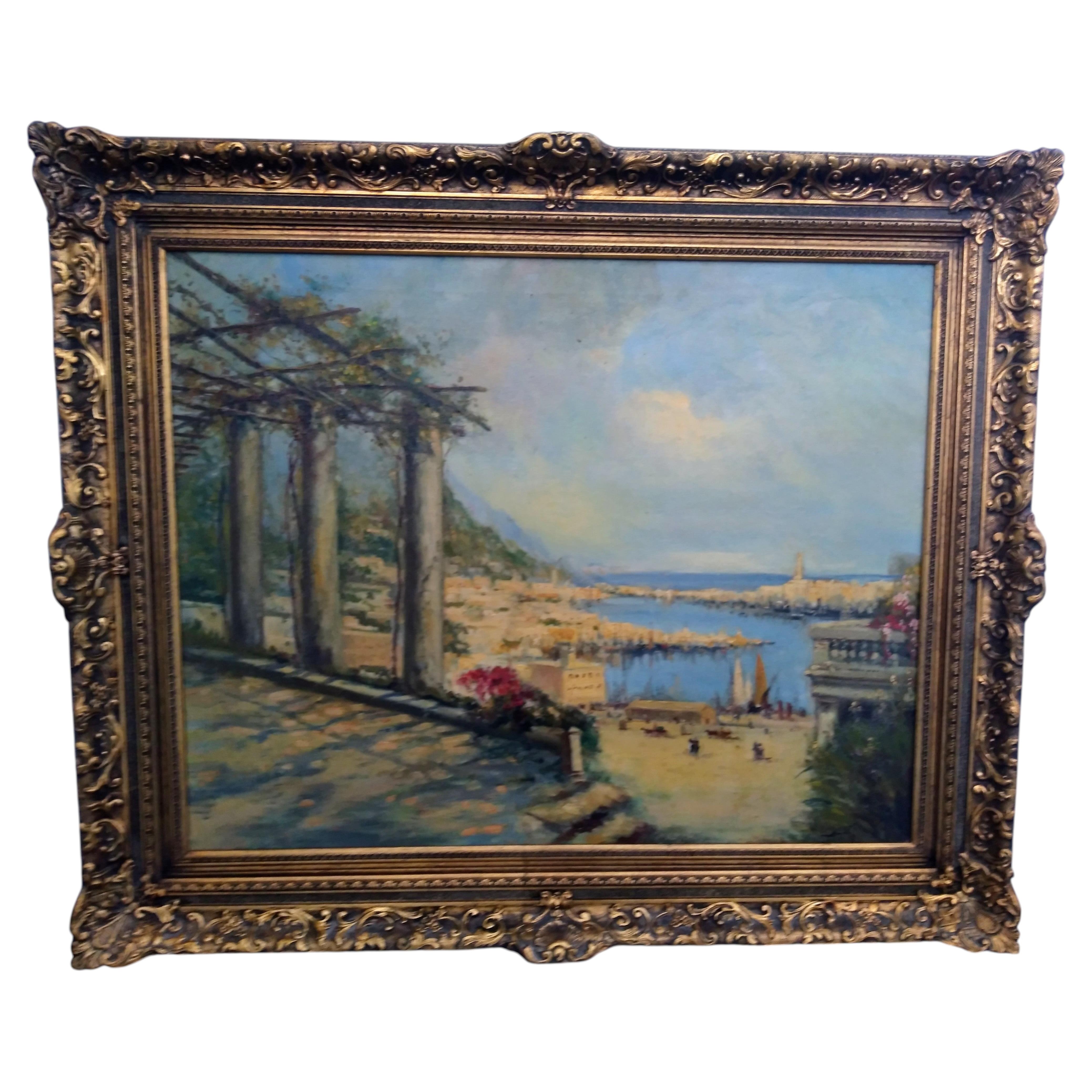 Nicolas Briganti View of Amalfi Coast Oil on Canvas