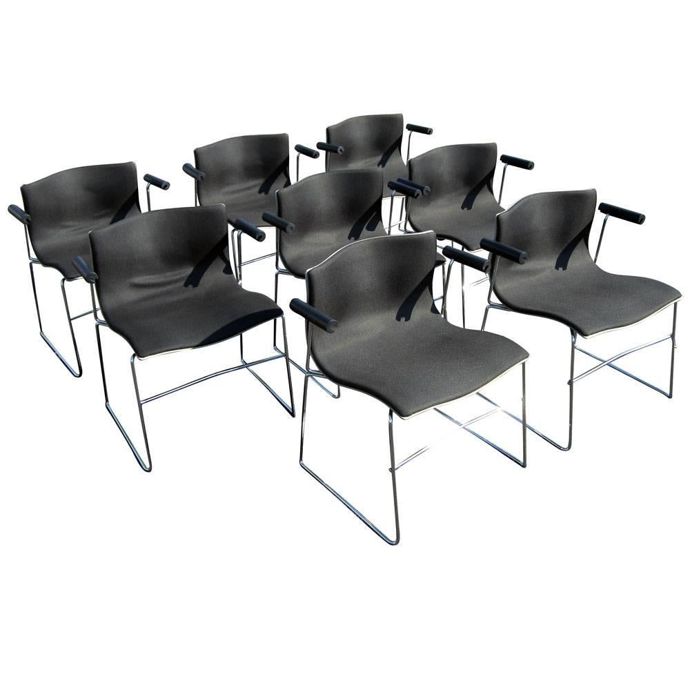 Vintage set of (8) eight Knoll Handkerchief armchairs by Massimo Vignelli 
Inspired by the lightness and organic ease of a handkerchief drifting in the wind.Fantastic chairs with ergonomic wide seat comfort and armrests 