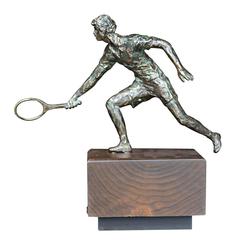 Vintage Curtis Jere Bronze Tennis Player Sculpture