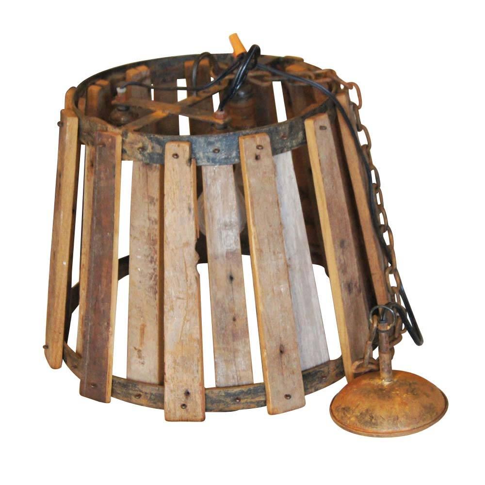 Vintage Industrial Wood and Metal Hanging Ceiling Lamp 
Wood and metal industrial shade 
Metal chain
Shade- 12