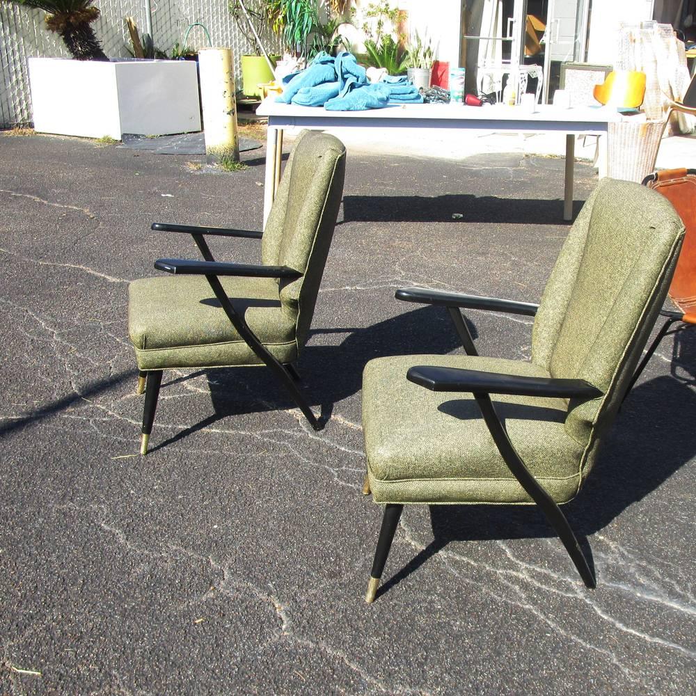 20th Century Vintage Midcentury Pair of Italian Style Lounge Chairs