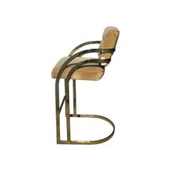 Vintage Pair of Milo Baughman Brass Cantilever Counter Bar Stools