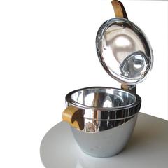 Vintage Manning Bowman Art Deco Wood Chrome Ice Bucket