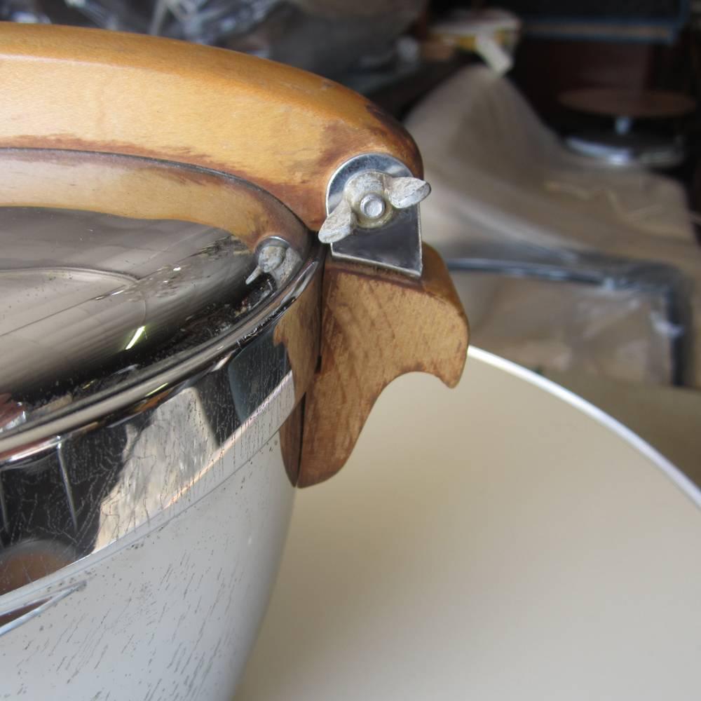 Mid-20th Century Vintage Manning Bowman Art Deco Wood Chrome Ice Bucket