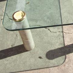 Vintage Midcentury Pace Marble Glass Bronze Coffee Table