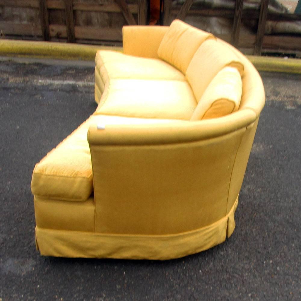 Vintage Probber Wormley Widdicomb style curved Sofa 
Tapered wood legs with yellow fabric upholstery

Reupholstery recommended

108