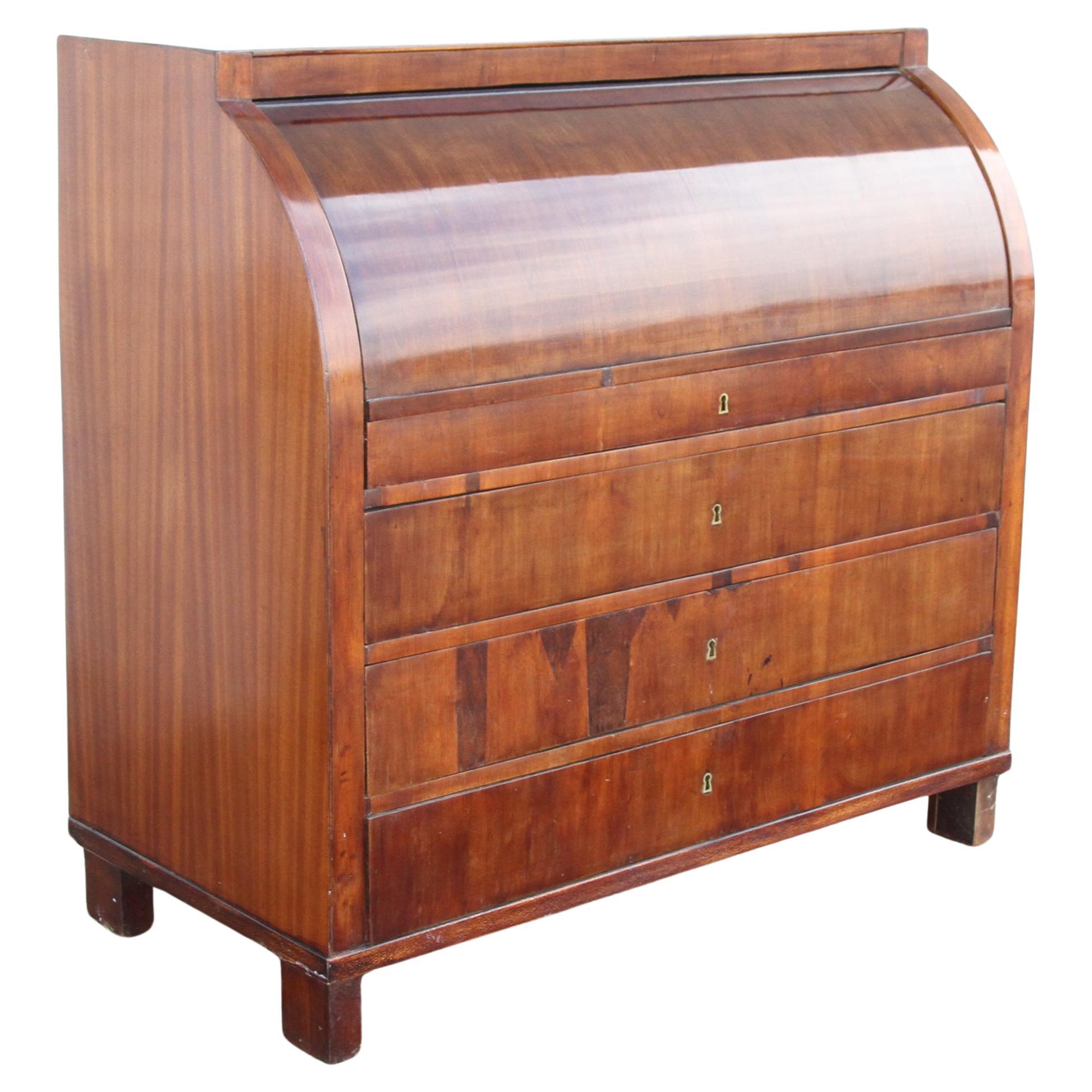 Biedermeier Cylinder Roll Top Desk with drawers