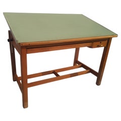 Table à dessin vintage à plateau réglable en Oak Oak