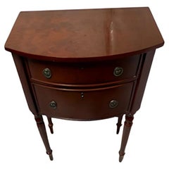 French 2 Drawer Mahogany Nightstand/End Table w/ Fluted Legs