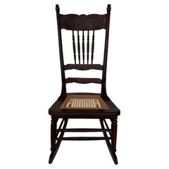 Antique Rocking Chair Solid Oak Cane Seat