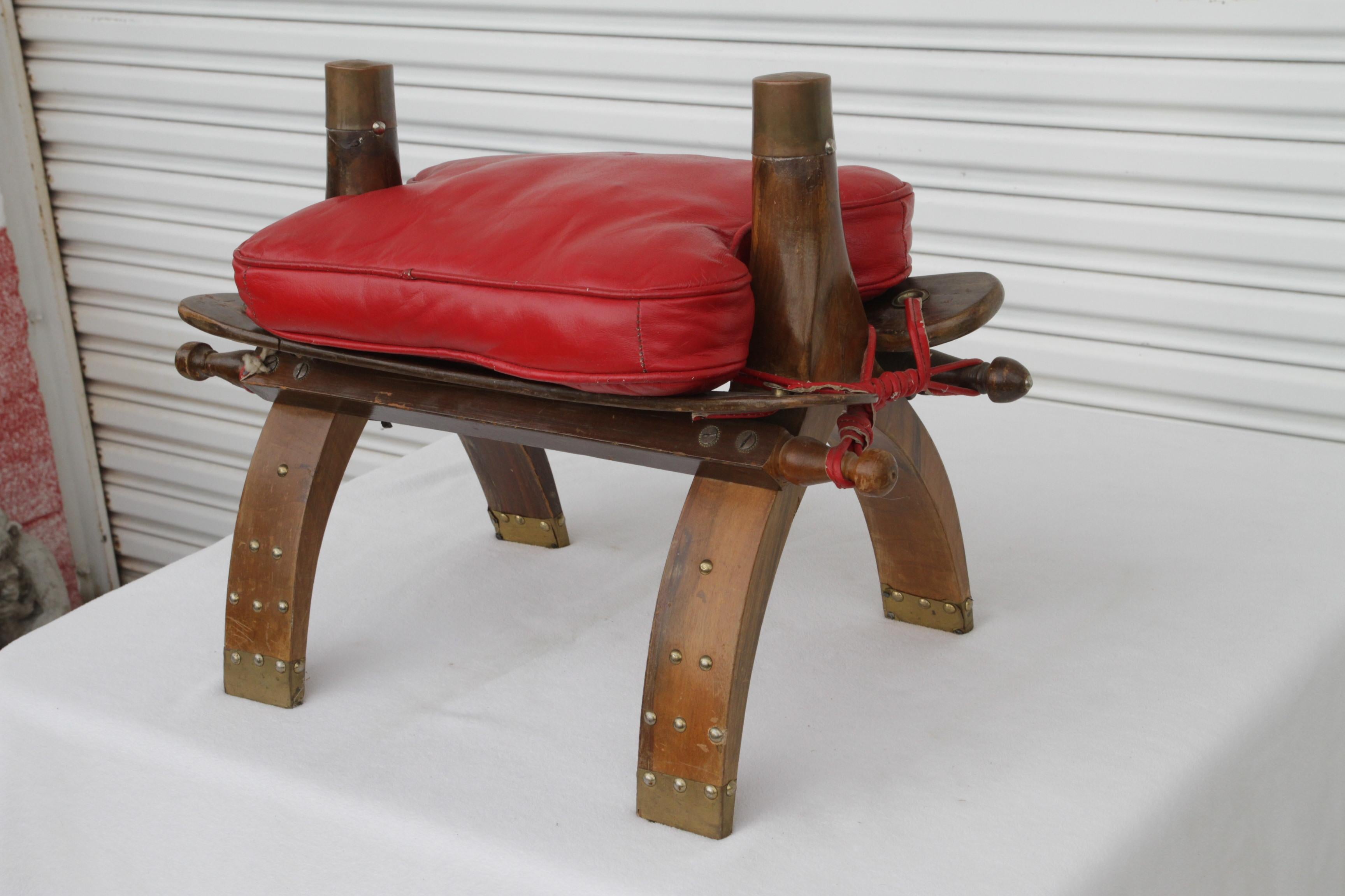 Moorish Moroccan Leather Camel Saddle Stool For Sale