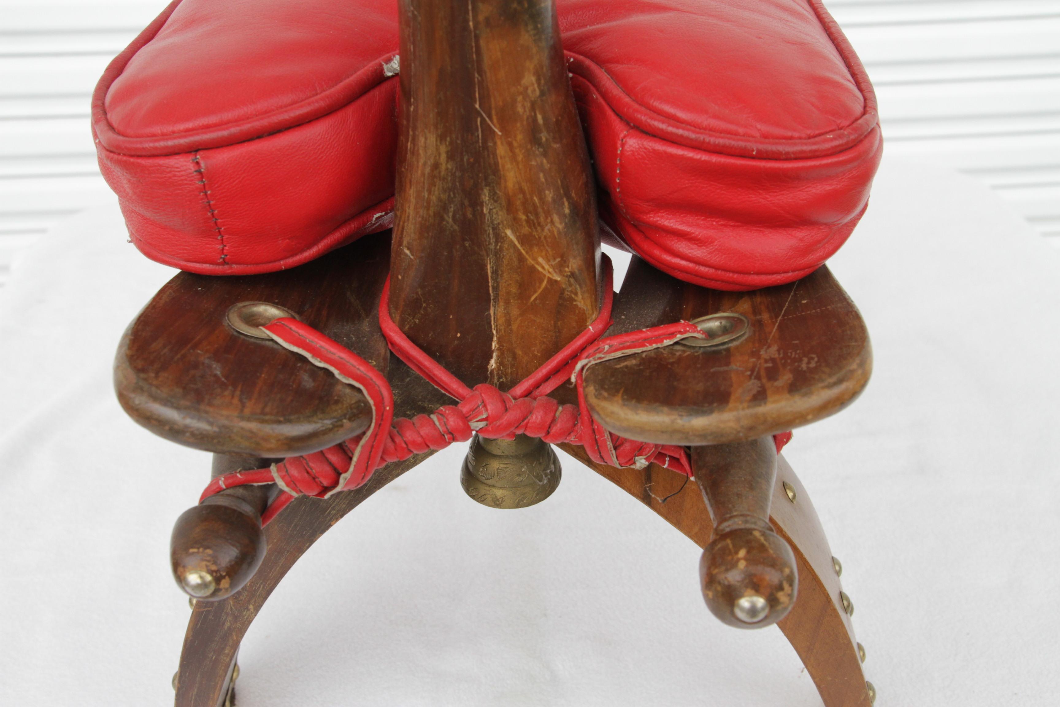 20th Century Moroccan Leather Camel Saddle Stool For Sale