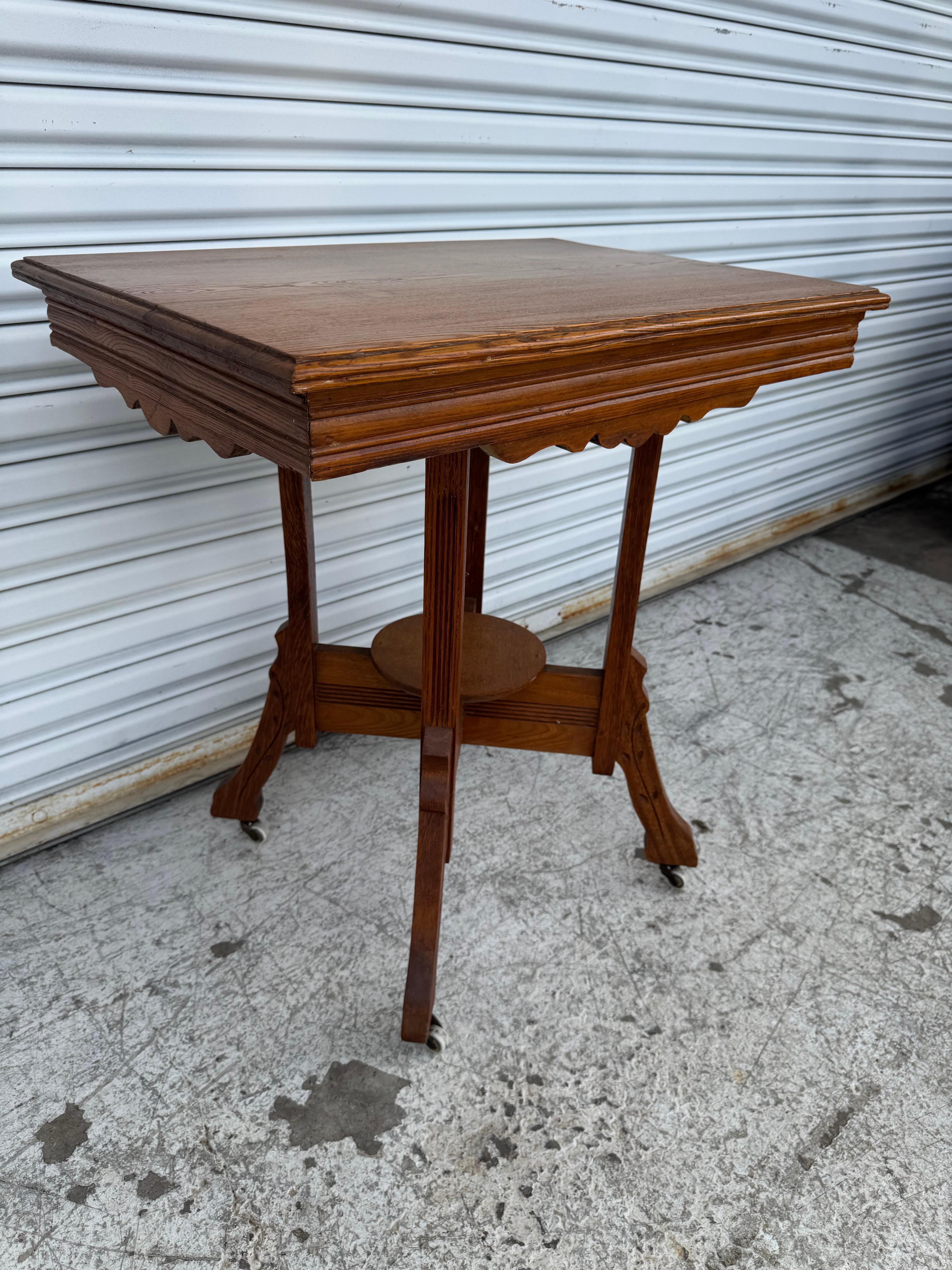 Hand-Carved Antique Charles Eastlake Walnut Parlor/Side Table For Sale