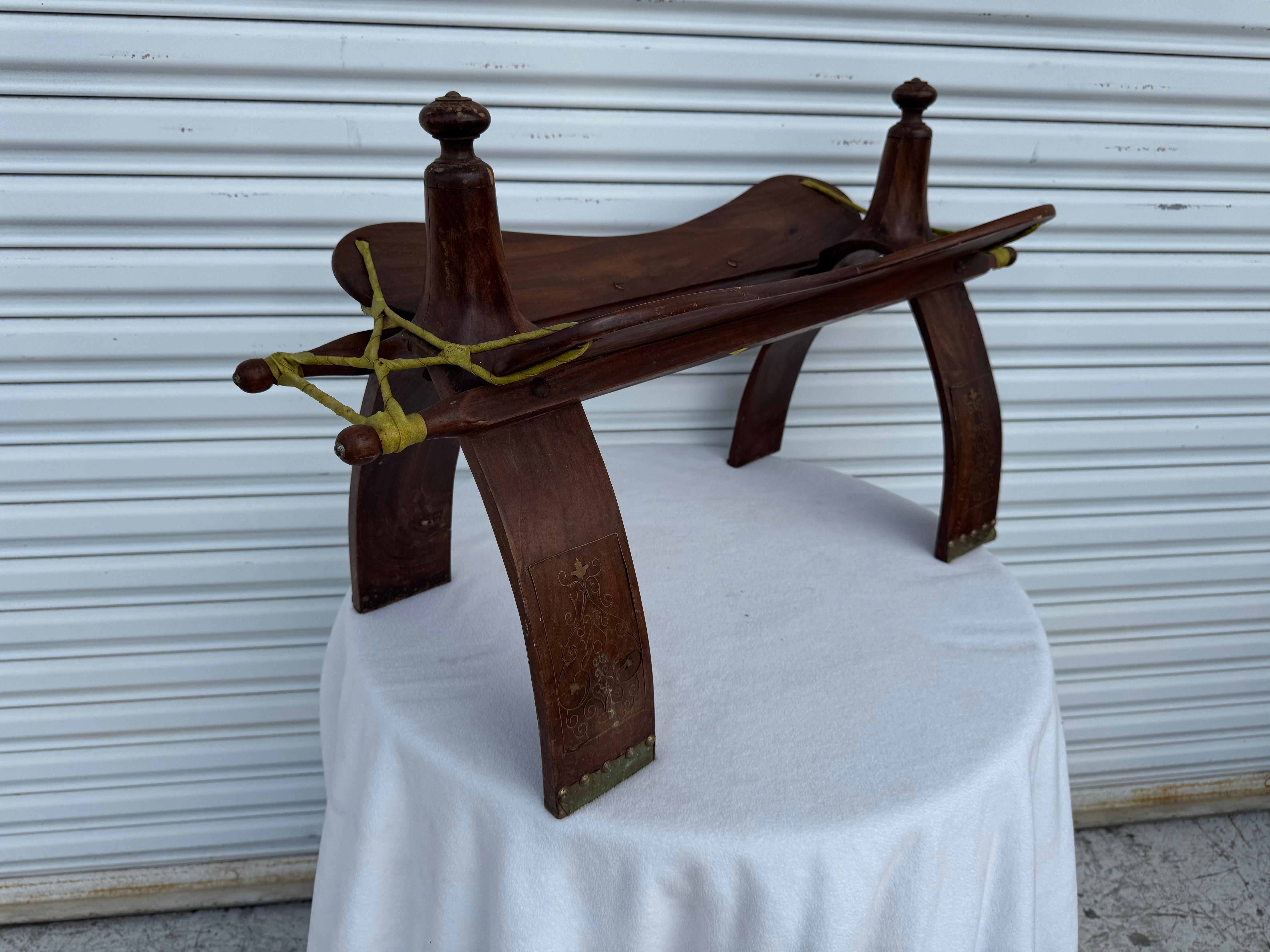 20th Century Vintage Moorish Camel Saddle Stool For Sale