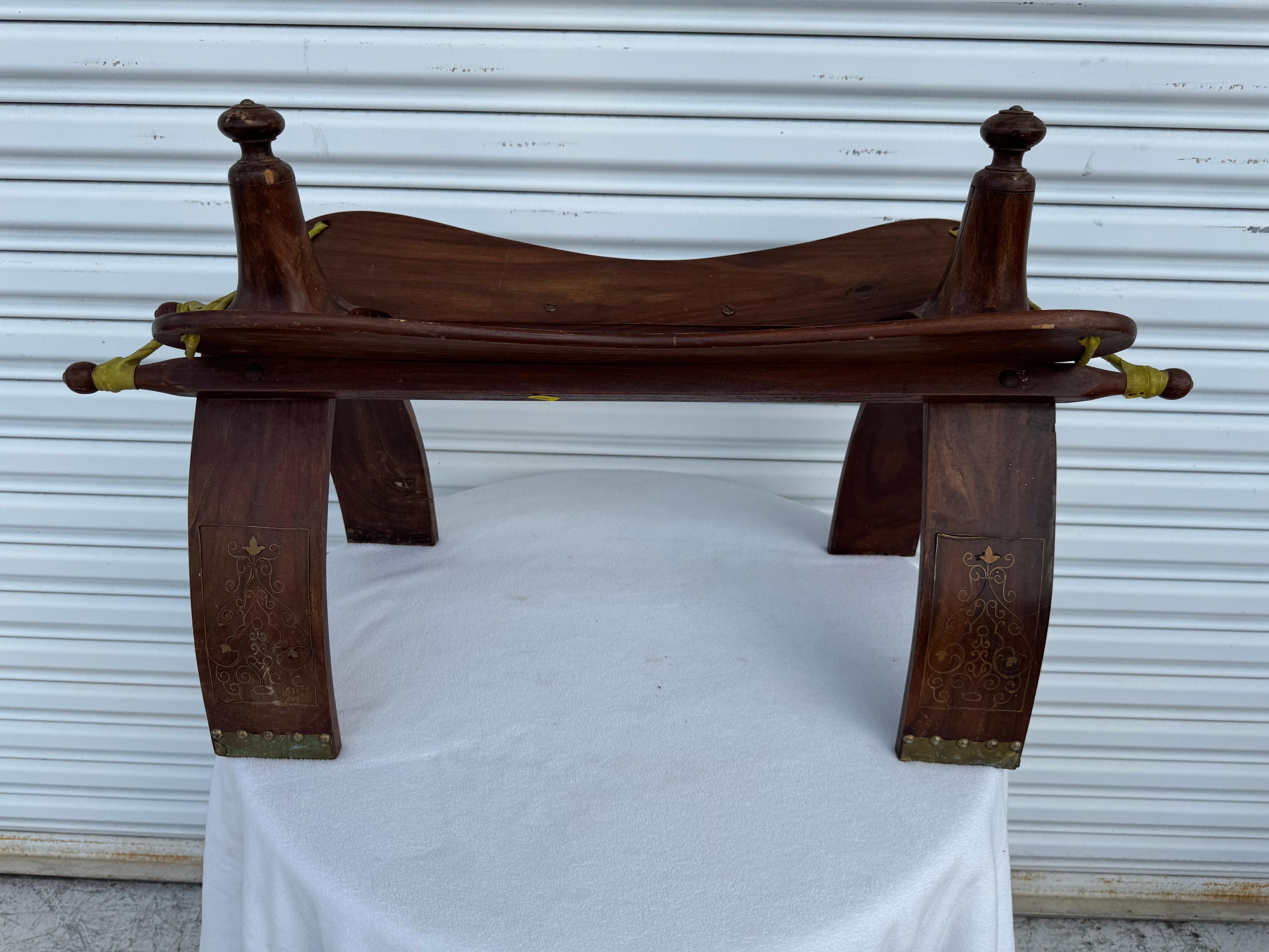 Egyptian Vintage Moorish Camel Saddle Stool For Sale