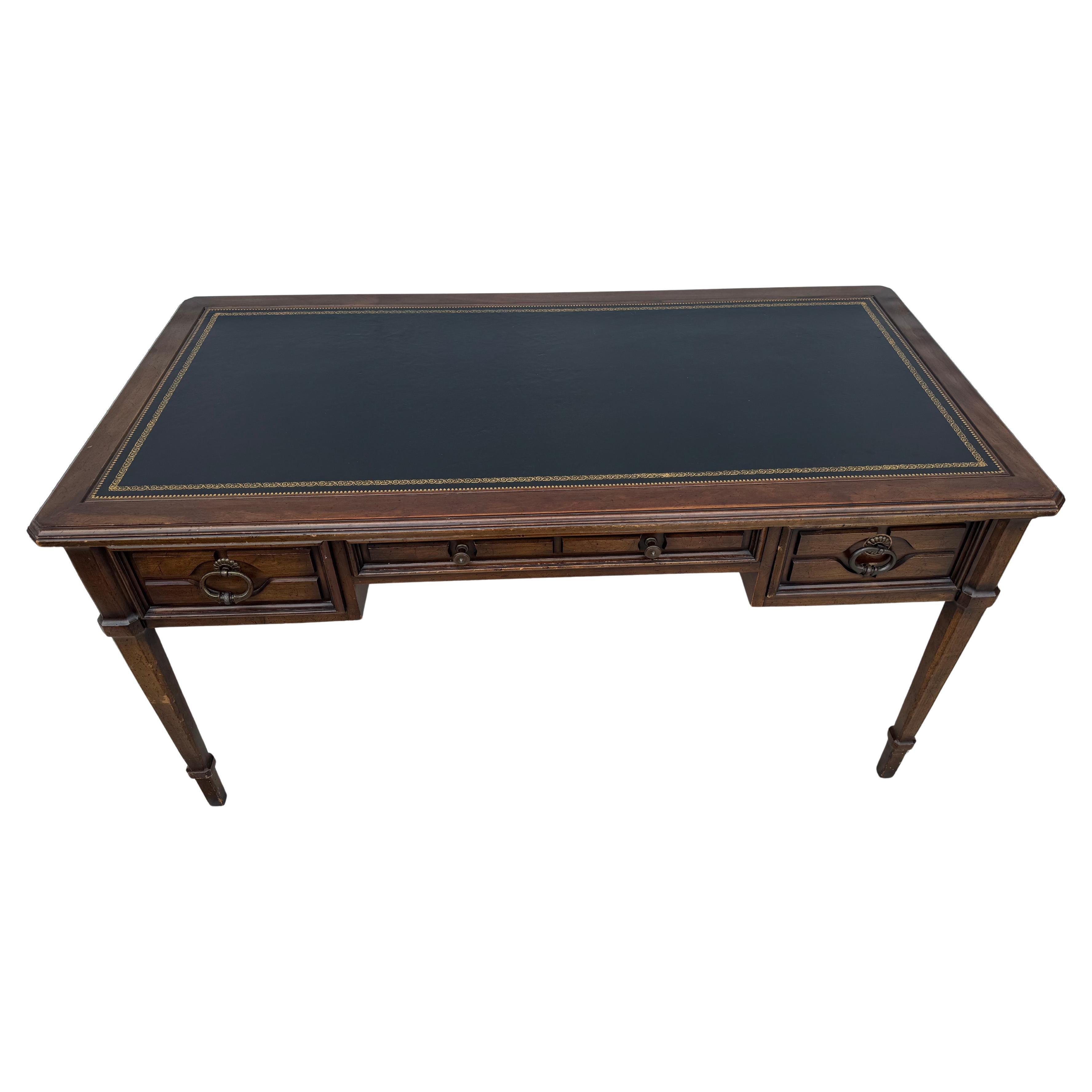 Vintage French Provincial 1970's Sligh Lowry Leather Top Writing Desk
