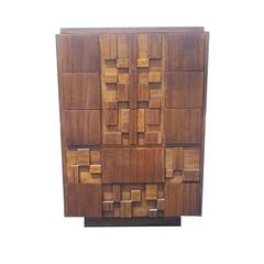 Vintage Mid-Century Brutalist Evans Style Tall Dresser