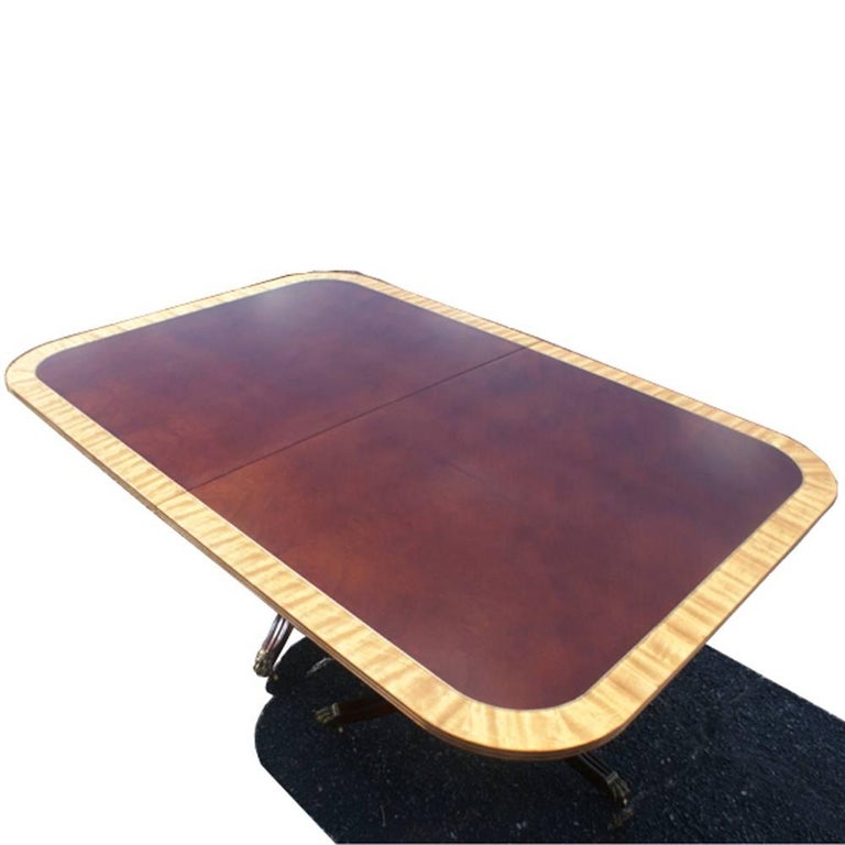 Henredon Walnut And Mahogany Dining Conference Table For Sale at 1stdibs