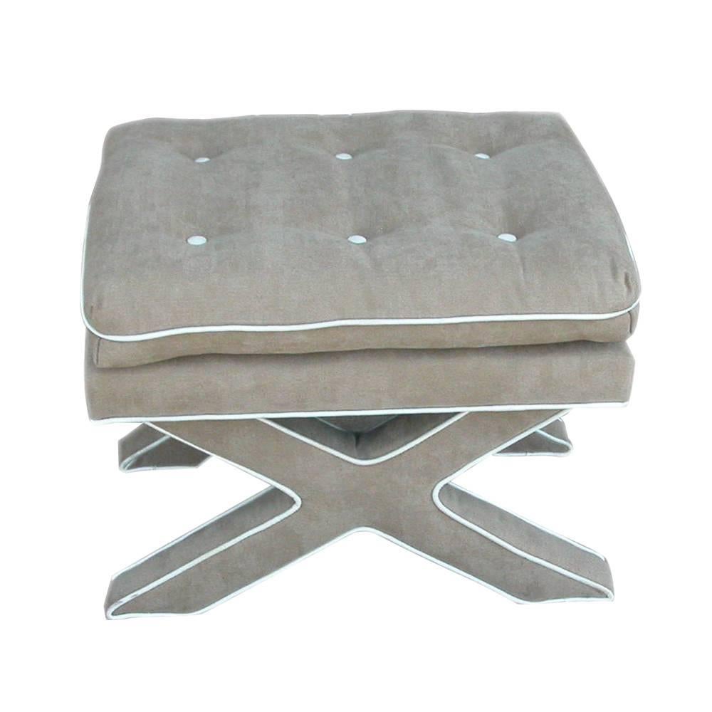 Pair of Tufted X-stools by Milo Baughman.

Pair of stools with 