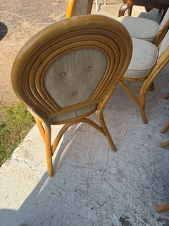 Vintage Set of 7 Dining Chairs 4-Strand Rattan by Pacific Rattan Products –