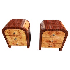 Art Deco Bentwood 3 Drawer Nightstands