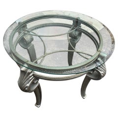 Tavolino decorativo con piano rotondo in vetro