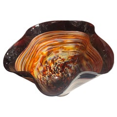 Hand-blown studio art glass footed bowl or vase