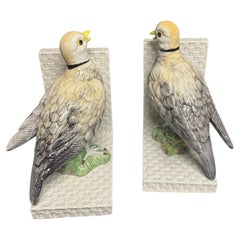 Italian Majolica Ceramic Dove Bookends