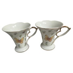 Italian Design Fine Porcelain Butterfly Teacups