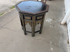 19th Century Moorish Hexagonal Pedestal Table with Inlaid and Carved Details