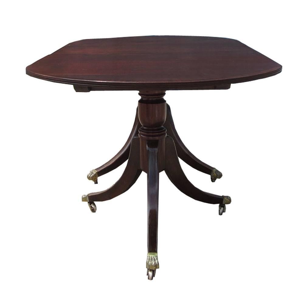 American Vintage Regency Style Mahogany Dining Table with Leaf