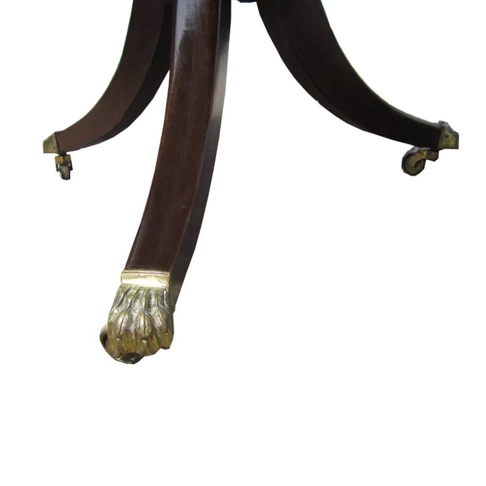 Early 20th Century Vintage Regency Style Mahogany Dining Table with Leaf