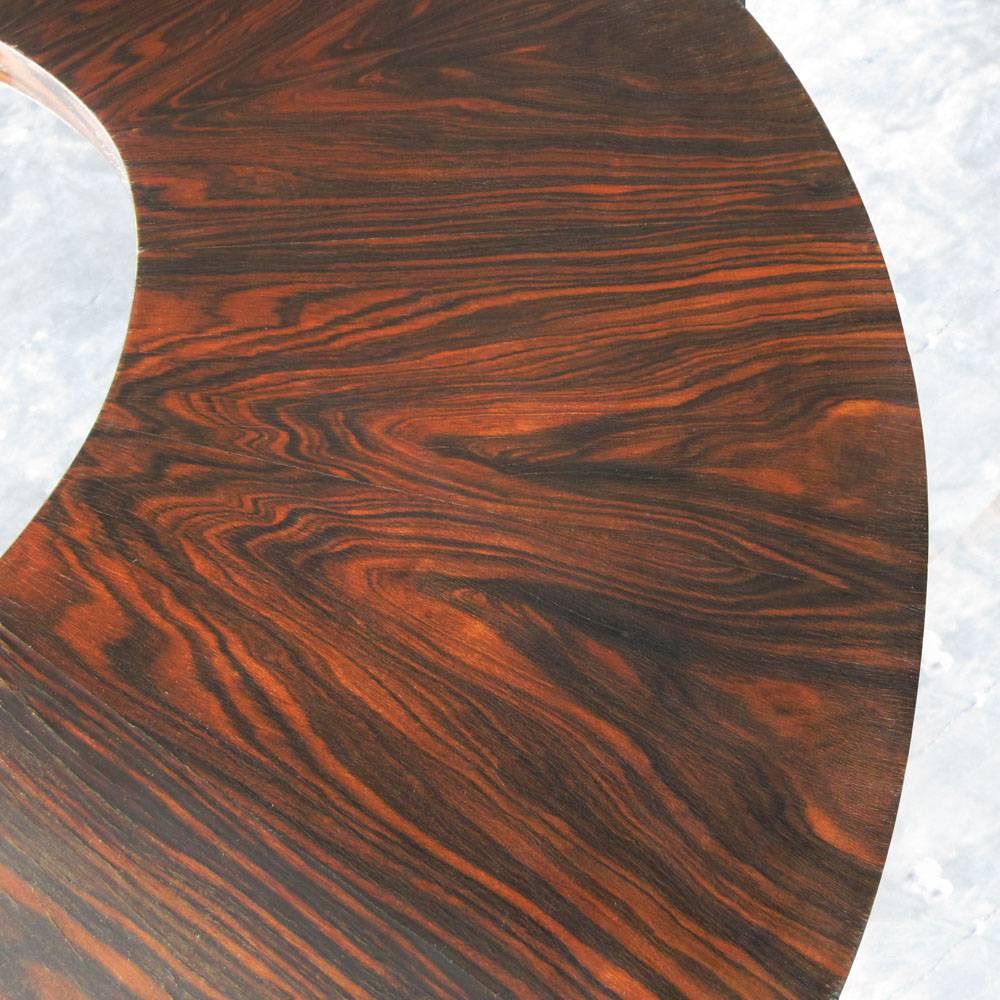 American Vintage Mid-Century Glass Top Rosewood Dining Table For Sale