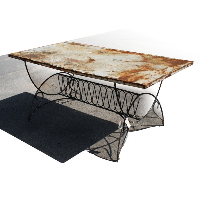 Art Deco Metal Outdoor Patio Dining Table For Sale At 1stdibs A wonderful Art Deco outdoor table with graceful iron base and unique top with a perfect - Art Deco Metal Outdoor Patio Dining Table For Sale At 1stdibs
