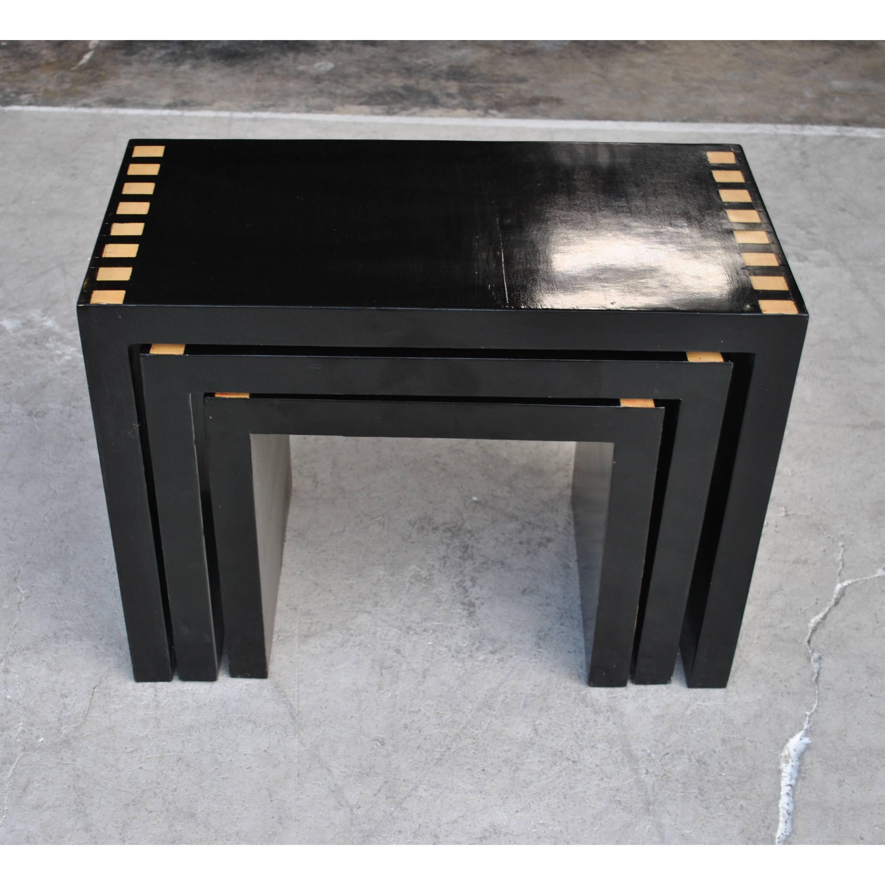 Three Black Lacquer Nesting Tables 1