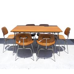 Early Herman Miller Eames 54" W DTM-20 Dining Table 6 DCM Chairs