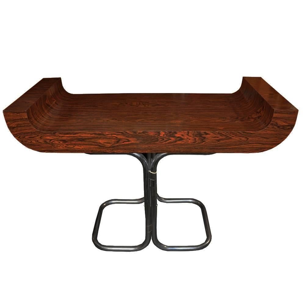Milieu du XXe siècle Table console chromée en bois de rose Robert Heritage en vente