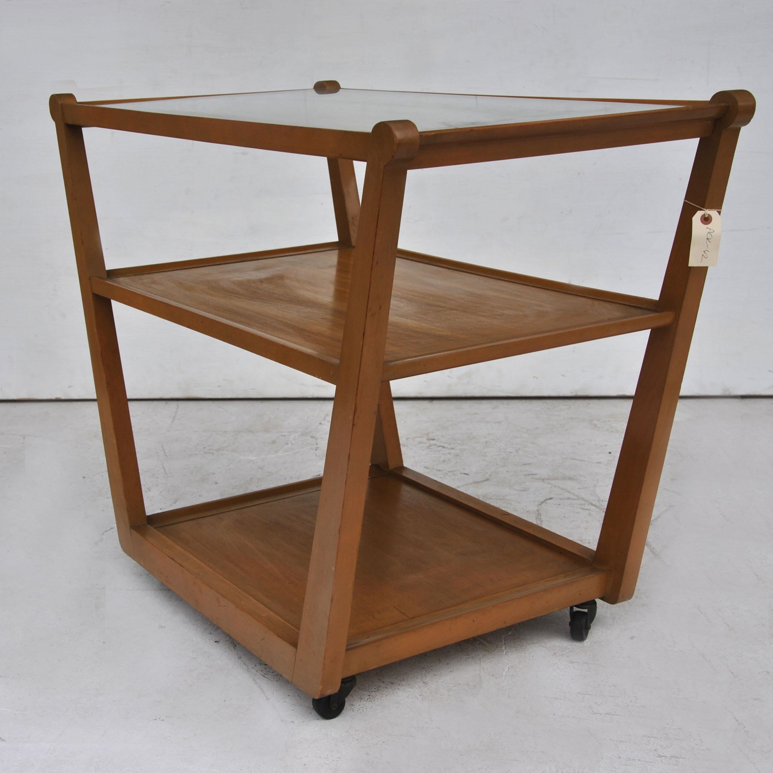 Wood Edward Wormley for Drexel Precedent Rolling Bar Cart   For Sale