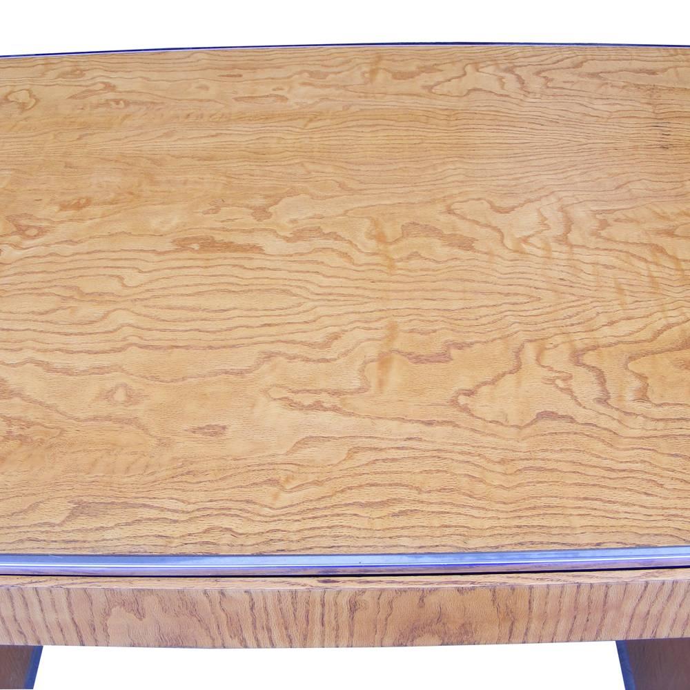 Scrivania vintage di metà secolo GF Davis Allen Oak  con gambe e finiture in acciaio inox In condizioni buone in vendita a Pasadena, TX