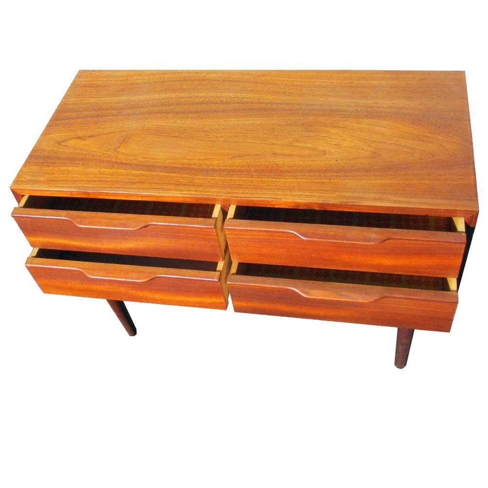 Vintage Mid-Century Modern Danish Teak Four-Drawer Sideboard Console In Good Condition In Pasadena, TX