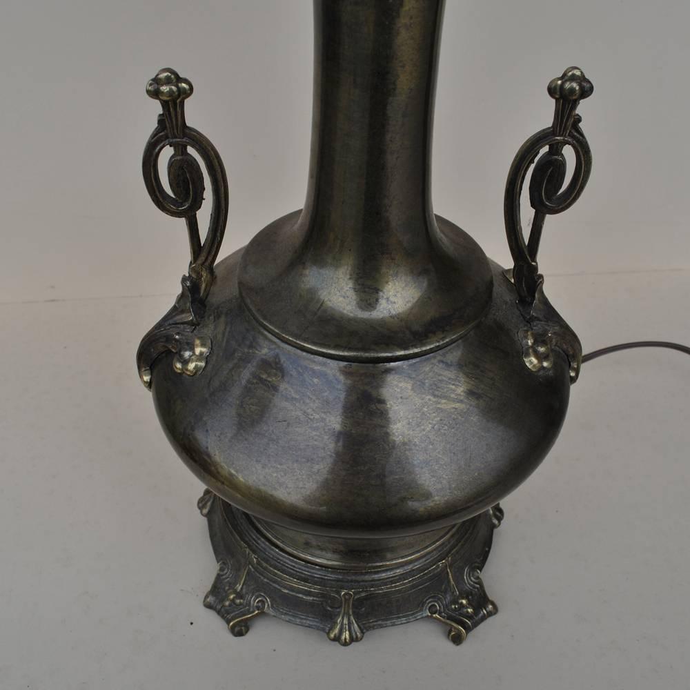 Greco Roman Vintage Pair of Aged Brass Lamps by Frederick Cooper For Sale