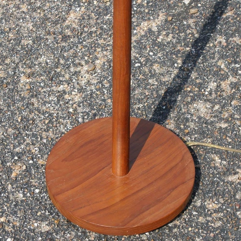 Vintage 1960s Danish Teak Brass Floor Lamp For Sale at 1stDibs